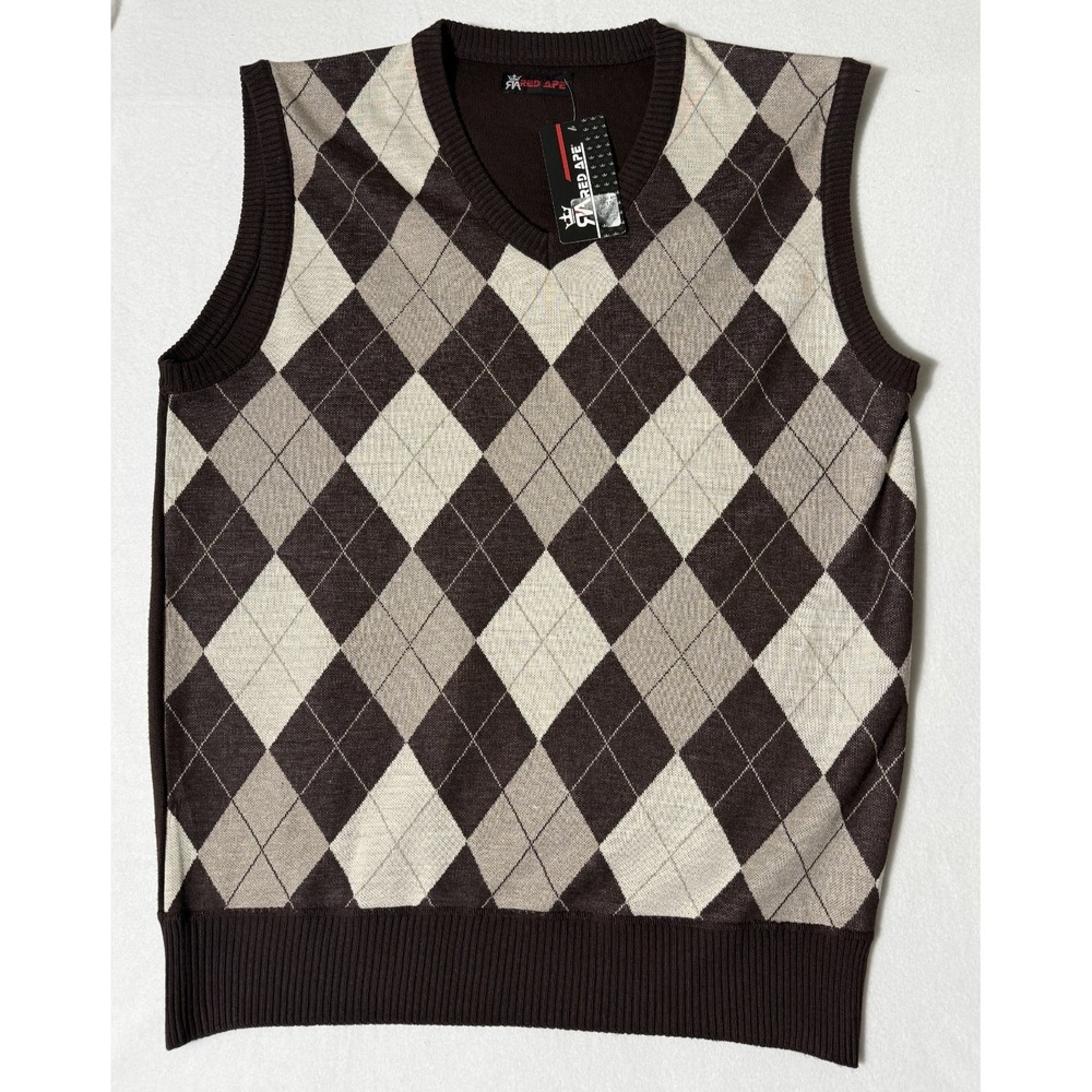 Red Ape Men's 100% Polyester V-NECK Sleeveless Sweater Vest US Size‎ 2X New